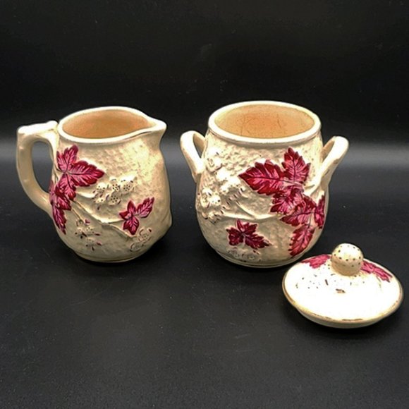 Avalon Faience Majolica Creamer/Sugar Haynes c1880 - Picture 4 of 12